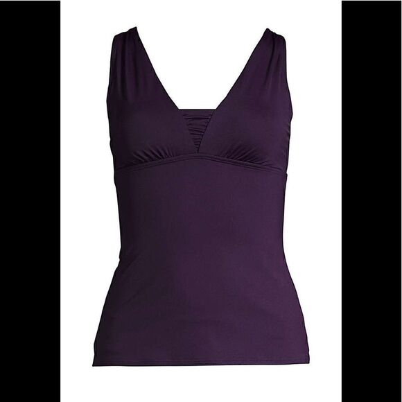 Land’s End Plus Standard Control Lining Grecian Tankini BLACK or Blackberry Var - Picture 7 of 11